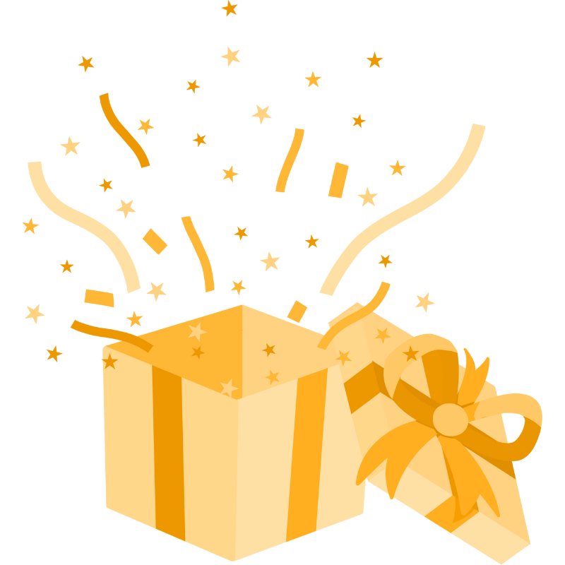 A yellow opened gift box